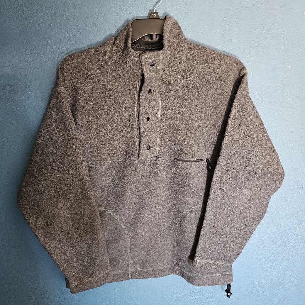 Vintage 90s Camp 7 Jacket Fleece Pullover Mens L Grey USA Sport Chalet Snap T